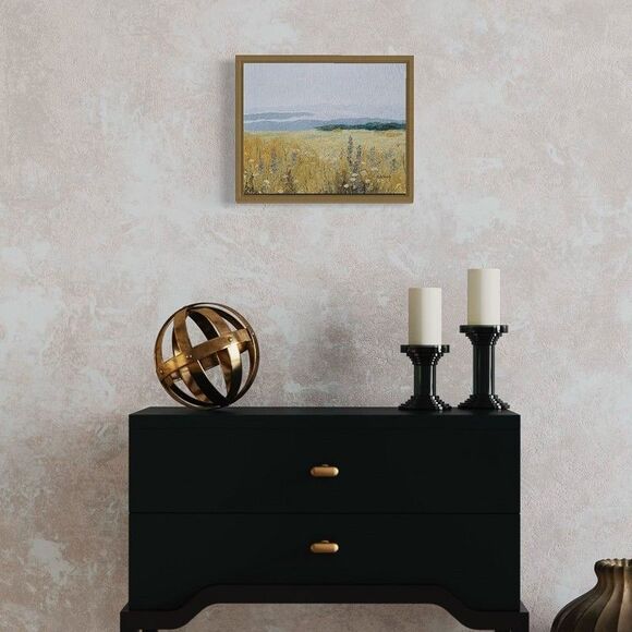 Original Oil Landscape Golden Wildflower Meadow Romantic Cottagecore Signed 8x10 - Picture 6 of 6